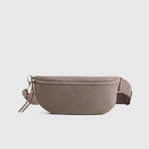 Quince Italian pebbled leather sling bag in mink taupe